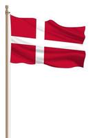 3d bandera de Dinamarca en un pilar foto