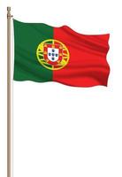 3D Flag of Portugal on a pillar photo