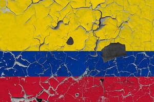 3D Flag of Colombia on stone wall photo