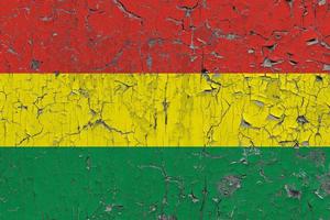 3D Flag of Bolivia on stone wall photo