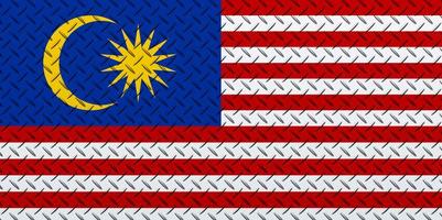 3D Flag of Malaysia on a metal wall background. photo