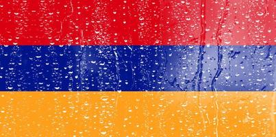 3D Flag of Armenia on a glass photo