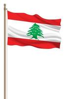 3D Flag of Lebanon on a pillar photo