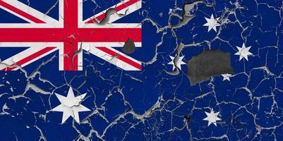 3D Flag of Australia on stone wall photo