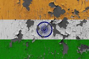 3D Flag of India on stone wall photo