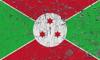 3D Flag of Burundi on stone wall photo