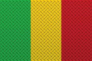 3D Flag of Mali on a metal wall background. photo