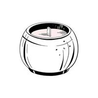 Vector illustration of round candlestisk with candle on white background