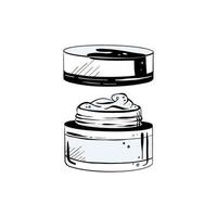 Vector illustration of jar of face cream on white background.