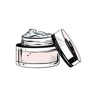 Vector illustration of jar of face cream on white background