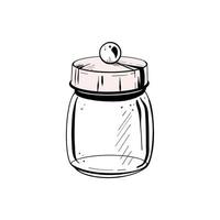 Vector illustration of closed glass container with solid lid on white background.