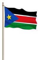 3D Flag of South Sudan on a pillar photo