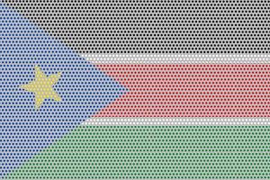 3D Flag of South Sudan on metal photo