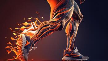 dynamic runner legs, digital art illustration, photo