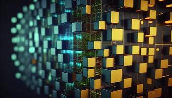 matrix of countless block, digital art illustration, photo