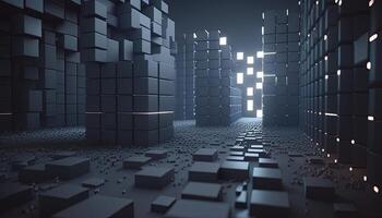 matrix of countless block, digital art illustration, photo