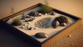 zen garden, digital art illustration, photo