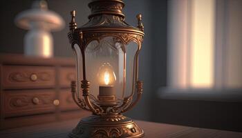 antique lamp, digital art illustration, photo