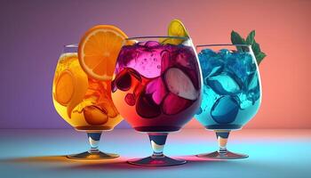 colorful cocktails, digital art illustration, photo