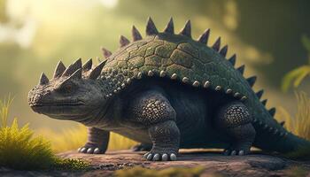 ankylosaurus, digital art illustration, photo