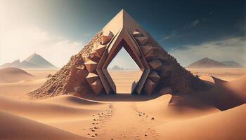 desert portal triangle, digital art illustration, photo