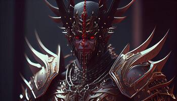 devil warrior in armor, digital art illustration, photo