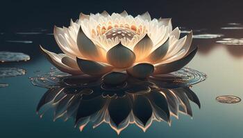 floating lotus flower, digital art illustration, photo