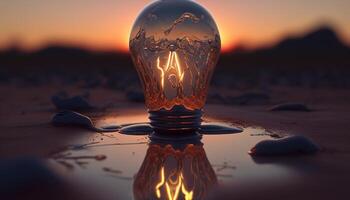 lightbulb melting, digital art illustration, photo