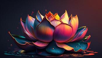 colorful lotus, digital art illustration, photo