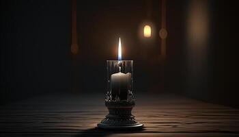 single candle, digital art illustration, photo