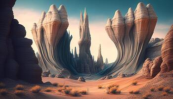 alien landform, digital art illustration, photo
