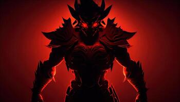 devil warrior in shadow, digital art illustration, photo