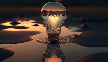 lightbulb melting, digital art illustration, photo