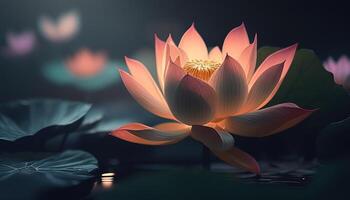 colorful lotus, digital art illustration, photo