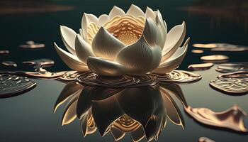 floating lotus flower, digital art illustration, photo