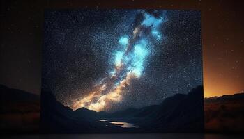 painting starry night sky, digital art illustration, photo