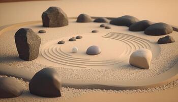 zen garden, digital art illustration, photo