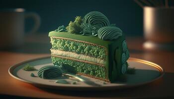 delicious spinach cake, digital art illustration, photo