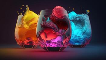 colorful cocktails, digital art illustration, photo