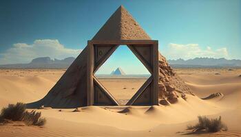 desert portal triangle, digital art illustration, photo