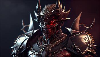 devil warrior in armor, digital art illustration, photo