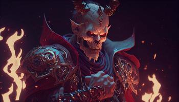 devil warrior with curse powers, digital art illustration, Generative AI photo