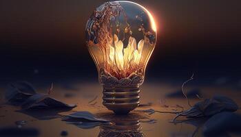 lightbulb melting, digital art illustration, photo