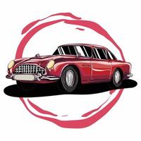 Red Vintage Car, Brush Artwork Style Illustration vector