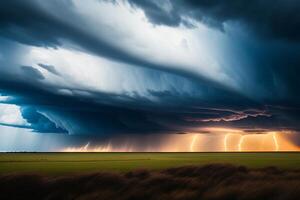 A thunderstorm is coming in the fields of South Africa. The storm is coming. photo