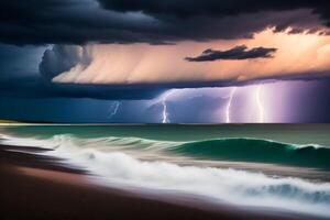 un tormenta es viniendo en el campos de sur África. el tormenta es próximo. ai generado foto