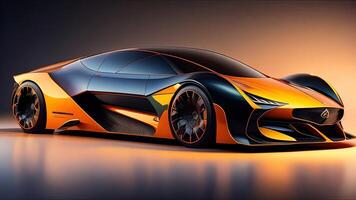 3D rendering of a brand-less generic concept car in studio environment. photo