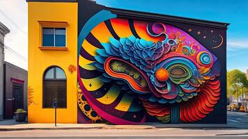 Colorful street art. 3d render. photo