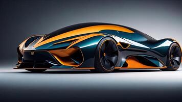 3D rendering of a brand-less generic concept car in studio environment. photo