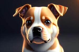 3d rendering of a bulldog looking at the camera on a dark background. photo